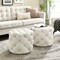 Marianna Linen/Velvet Tufted Allover Upholstered Round Ottoman, 1 Piece
